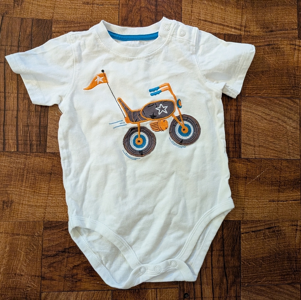 Jumping Beans Short Sleeve One-piece Embroidered Bike Patch Baby 12 Months 12M